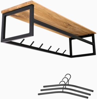 holz4home® Wandgarderobe Garderobe aus massivem Eichenholz mit Metallrahmen, inkl. Kleiderbügel