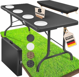 KESSER Tabletttisch, Buffettisch Tisch klappbar Kunststoff 183x76 cm Rattan Optik
