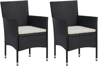 vidaXL Garten-Essstühle 2 Stk. Poly Rattan Schwarz 318495
