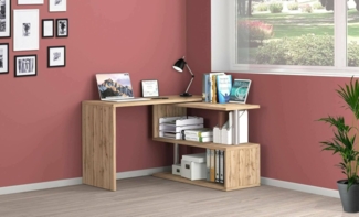 Dmora - Schreibtisch Candido, Eck-PC-Schreibtisch, Mehrzweck-Bürotisch, platzsparender Schreibtisch mit Mehreren Positionen, 100% Made in Italy, 120 x 50 x 75 cm, Eiche