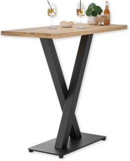 Stella Trading Duke Bartisch aus Massivholz Eiche - Moderner Hochtisch mit Metallgestell für Küche & Esszimmer - 120 x 104 x 60 cm (B/H/T)