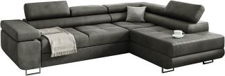 Möbel48 Ecksofa Miami mit Schlaffunktion, Big Sofa, Ecksofa mit Bettkästen (Rechte Ottomane, Gute Qualität des Stoffes) (Grey), 272 x 203, MiamiMon1