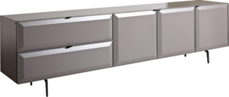 Lowboard Marellia 220 cm Grau 3 Türen 2 Schubfächer Winkelfuß Metall Schwarz