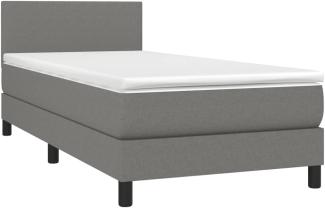 vidaXL Boxspringbett mit Matratze, Stoff, Dunkelgrau, 100x200 cm, H2