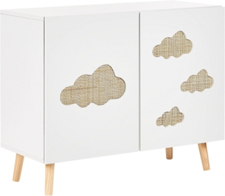 Sideboard mit 2 Türen Weiß helles Holz CLOUDY