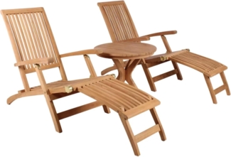 Deckchair Yacht Teak und Tisch Burton Teak-KOMPLETTSET