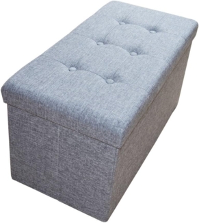 HS-Lighting Sitzbank mit Stauraum Faltbar Sitzhocker Sitztruhe Aufbewahrungsbox Fußhocker, Leinen 76 x 38 x 38 cm (Grau)