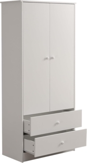 SOFTWEARY Drehtürenschrank mit 2 Türen und 2 Schubladen Kleiderschrank mit Kleiderstange
