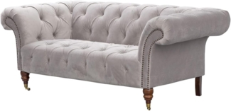 Dekoria Sofa Chesterfield Glamour Velvet Light Grey 2-Sitzer