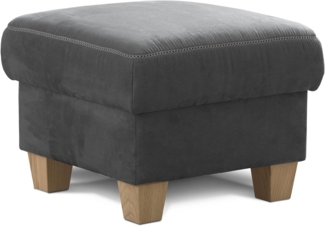 Cavadore Hocker Wisconsin / Sofa-Hocker, Sitzhocker, bzw. Fußbank mit Stauraum im Landhausstil / Holzfüße in Buche / Mikrofaser in Lederoptik / Größe: 58 x 45 x 58 cm (BxHxT) / Farbe:Grau