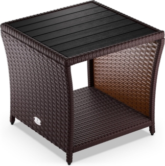 Casaria Beistelltisch (1-St), wetterfest, Polyrattan / WPC braun, 45 x 45 x 40 cm