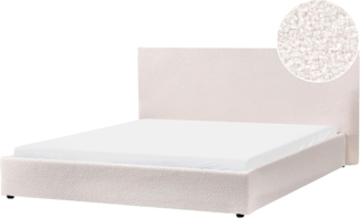 Bett mit Lattenrost Bouclé LAVAUR 180 x 200 cm Cremeweiß