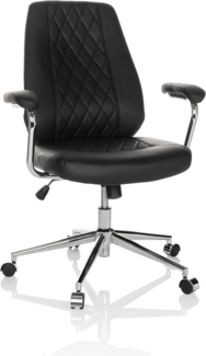 hjh OFFICE Home Office Chefsessel Theo I Kunstleder Drehstuhl mit ergonomischer Rückenlehne, Bürostuhl gepolstert Schwarz, 729450