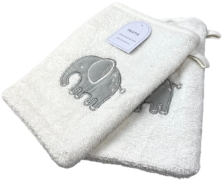 2er Pack Baby Waschhandschuhe » Set 2 Kinder Waschlappen Frottee » 21 x 15 cm reine Baumwolle » Wasch Handschuhe - Weiß