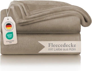 Blumtal Kuscheldecke flauschig - Oeko-TEX zertifizierte Fleecedecke 270x230 cm - Wohndecke 270x230 cm - Taupe Decke - Wohn- & Kuscheldecke/Microfaser Decke Taupe