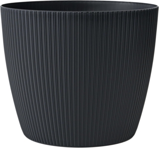 KONZEPT Blumentopf groß, gerillte Struktur 26/30cm, Übertöpfe für Zimmerpflanzen, aus Kunststoff ideal für Wohnzimmer, Küche und Balkon