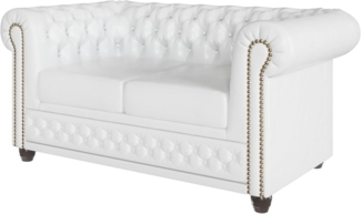 S-Style Möbel Chesterfield-Sofa Jeff 2 sitzer mit Schlaffunktion aus veganem Leder, mit Holzfüßen