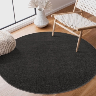 Sanat Teppich Uni, rund, Höhe: 13 mm, robuster Kurzflorteppich, große Farbauswahl