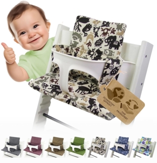 BAMBINIWELT Sitzkissen, kompatibel mit Stokke 'Tripp Trapp' Hochstuhl, Beige/Braun (Tiere)