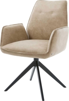 Esszimmerstuhl Zoa-Flex Mikrofaser Beige Vintage Kreuzgestell breit Schwarz Taschenfederkern