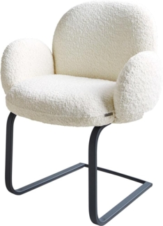 Freischwinger Nube-Flex mit Armlehnen Bouclé Weiß Freischwinger flach Schwarz Taschenfederkern