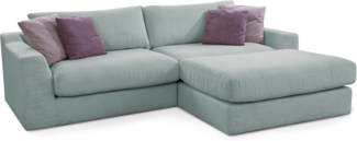 CAVADORE Ecksofa Fiona / Mega L-Sofa in Cord mit tiefen Sitzflächen und weicher Polsterung / Cordsofa / 277 x 90 x 199 / Cordstoff Blaugrau