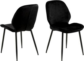 AC Design Furniture Filippa Esszimmerstuhl, H: 85 x B: 47,5 x T: 57,5 cm, Schwarz, Stoff/Metall, 2 Stk.