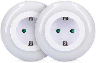 kwmobile 2x LED Nachtlicht Zwischenstecker - 2er Set Schlummerlicht mit Dämmerungssensor und 3 Farben - Steckdosenlicht Stecker für Kinder Babys