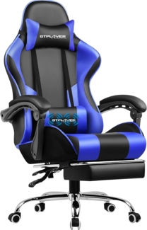 GTPLAYER Bürostuhl Gaming Stuhl Gaming Sessel Ergonomischer Gamer Stuhl mit Fußstütze, Kopfstütze Lendenkissen, Gepolstert Gaming Chair, Drehsessel Blau