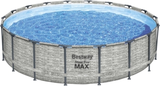 Bestway 'Steel Pro MAX™ Solo' Pool, ohne Zubehör, rund, Steinwand-Optik (Cremegrau), Ø 549 x 122 cm