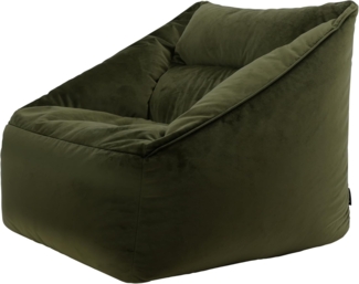 Icon Natalia Sitzsack Sessel für Erwachsene, Olivgrün, Flauschiger Samtstoff, Riesen Sitzsack Samt mit Füllung, Bean Bag Chair, Bequemer Sessel Wohnzimmer, Lounge, Schlafzimmer, Büro