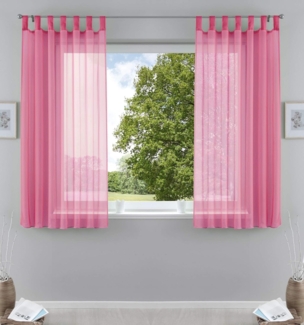 2er-Pack Gardinen Transparent Vorhang Set Wohnzimmer Voile Schlaufenschal mit Bleibandabschluß HxB 175x140 cm Rosa, 61000CN