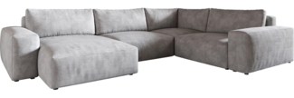 Wohnlandschaft Lanzo XL 360x260 cm Cord Silbergrau Recamiere variabel