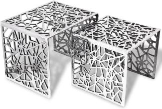 vidaXL Beistelltische 2 Stk. Quadratisch Silbern Aluminium 243508