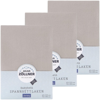 Julius Zöllner Spannbetttuch Jersey 70x140 / 60x120 Taupe 3er Pack