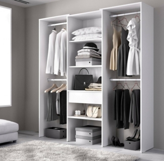 Dmora - Großer Kleiderschrank Bignone, Schlafzimmermöbel, Schrank, Garderobe, 160x50 h187 cm, Weiß