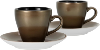 CreaTable, 25849, Serie GOLDEN DAYS schwarz Bistrotassen, Espresso Set 4 teilig