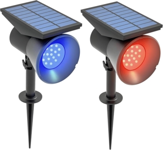 Outsunny LED Solarleuchte Solarlampen, 2 Stück Solarleuchten mit LED-Beleuchtung, Wasserdicht, Solarbetrieb, Farbwechsel, wasserdicht, LED fest integriert, Farbwechsler, für Garten, Balkon, Terrasse, Schwarz