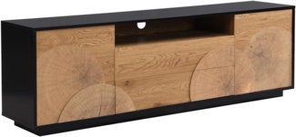 Vente-unique - TV-Möbel mit 2 Türen, 2 Schubladen & 1 Ablagefach - MDF - Holzfarben & Schwarz - YASMELIA