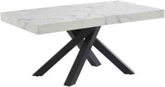 Vente-unique - Esstisch ausziehbar - 6 bis 10 Personen - MDF & Metall - Marmor-Optik Weiß & Schwarz - CATONAV