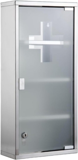 Zedelmaier Medizinschrank aus Edelstahl,Medikamenten Aufbewahrung,Medikamentenschrank 4 Fächer,Apothekerschrank,Hängend,Abschließbarer Medizinschrank,57 x 27 x 12 cm,Weiß
