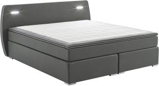 Atlantic Home Collection REX180-LED03 Boxspringbett inklusive LED Beleuchtung und Topper, Dunkelgrau, 180x200 cm