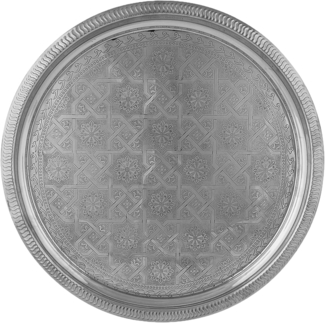 Marrakesch Orient & Mediterran Interior Dekotablett Orientalische Tablett Serviertablett Kerzentablett Nacera Silber 38cm, Handarbeit