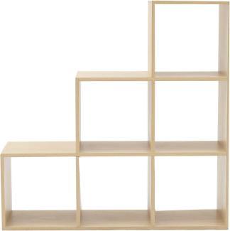 Rebecca Mobili Bücherregal Treppenregal 6 Ablagen Holz Braun Ordnung Wohnzimmer Kinderzimmer - 97,5 x 97,5 x 29 cm (H x B x T) - Art. RE6045