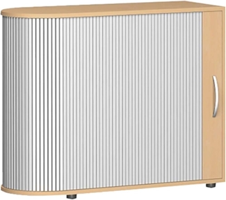 Querrollladenschrank abgerundet mit Standfüßen, Silber Buche, 100 x 40 x 83 cm