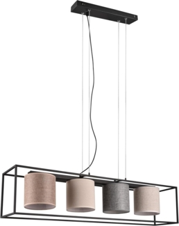 Balkenpendelleuchte ROSS mit vier Stoffschirmen, Breite 100cm