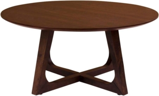 Selsey NODAS - Beistelltisch mit gekreuzten Beinen und Furnier in Nussbaum, rund, elegant, 36cm hoch