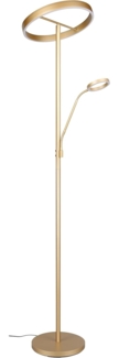 LED Stehlampe WILLIS Gold mit Leselampe, dimmbar & 3 Lichtfarben, 180cm groß