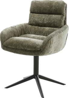 Drehstuhl Abelia-Flex mit Armlehnen Chenille Olive Fußkreuz Schwarz 360° drehbar Wippfunktion