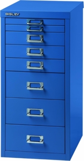 BISLEY MultiDrawer, 29er Serie, DIN A4, 8 Schubladen, Metall, 605 Blau, 38x27. 9x59 cm